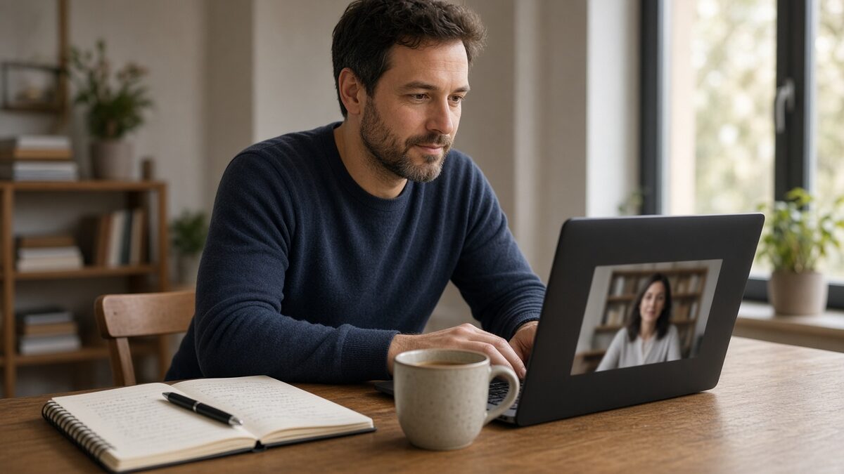 Professional taking a personalized online lesson from home