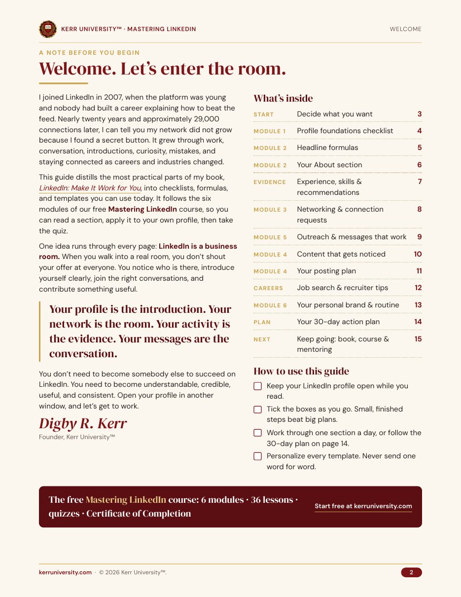 Page 2: welcome note and contents