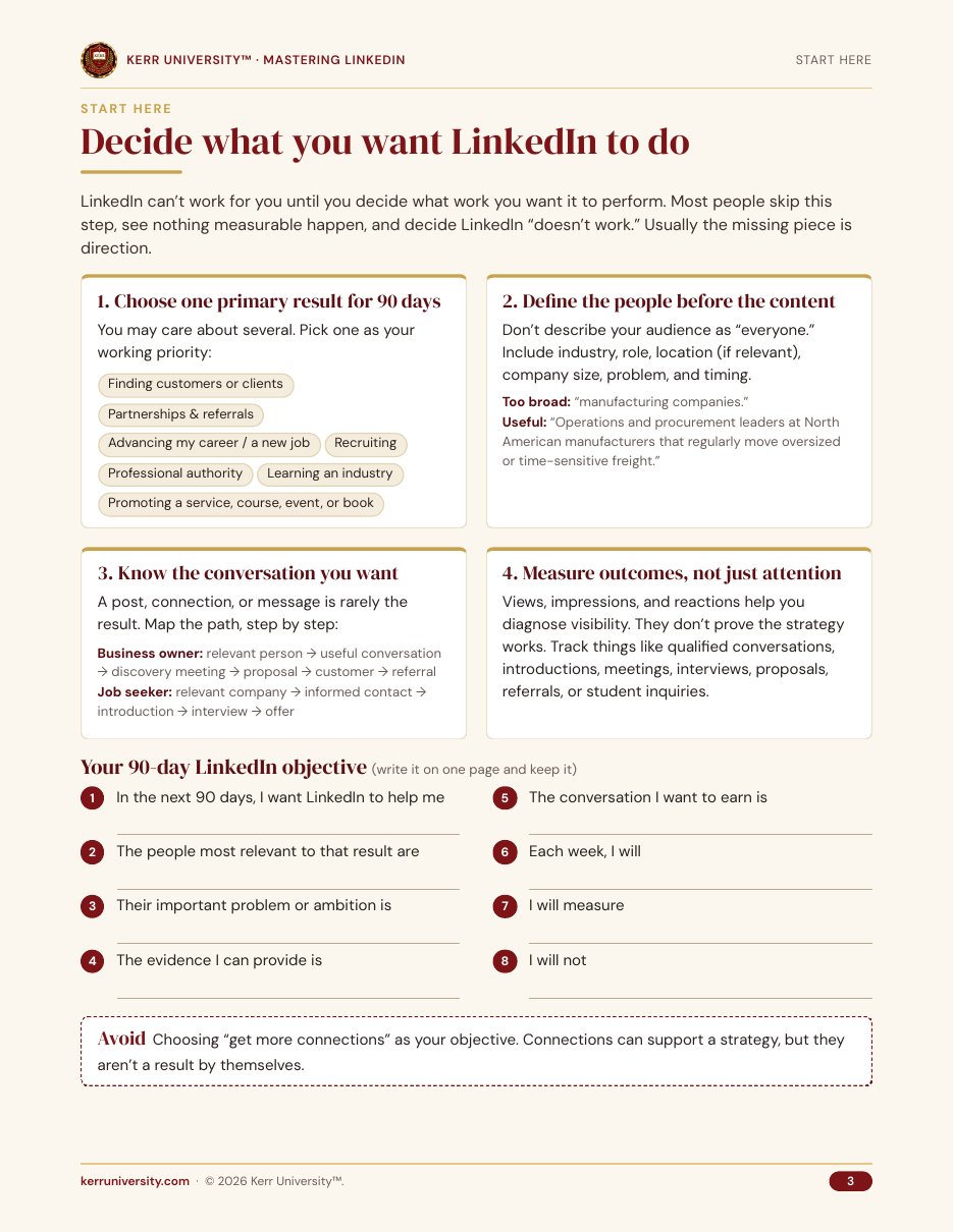 Page 3: decide what you want from LinkedIn